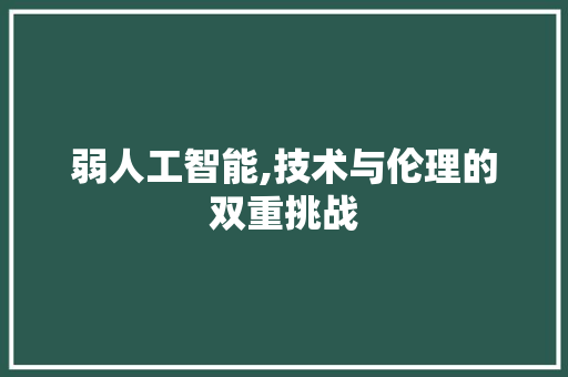 弱人工智能,技术与伦理的双重挑战
