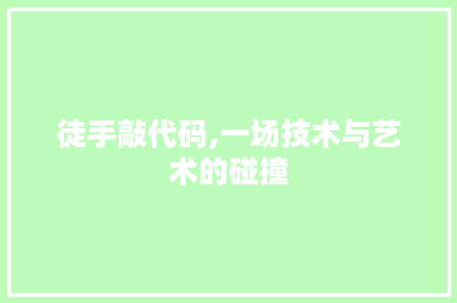 徒手敲代码,一场技术与艺术的碰撞