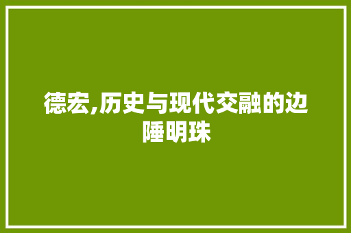 德宏,历史与现代交融的边陲明珠