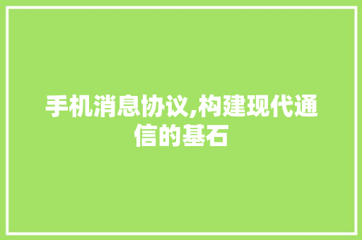 手机消息协议,构建现代通信的基石