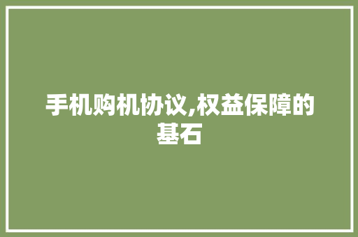 手机购机协议,权益保障的基石