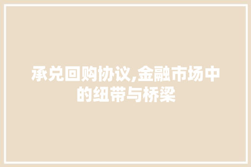 承兑回购协议,金融市场中的纽带与桥梁