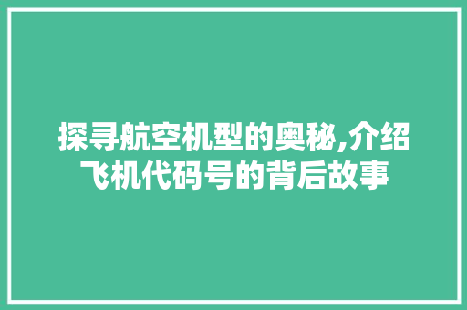 探寻航空机型的奥秘,介绍飞机代码号的背后故事