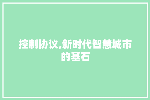 控制协议,新时代智慧城市的基石