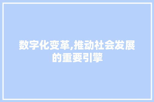 数字化变革,推动社会发展的重要引擎