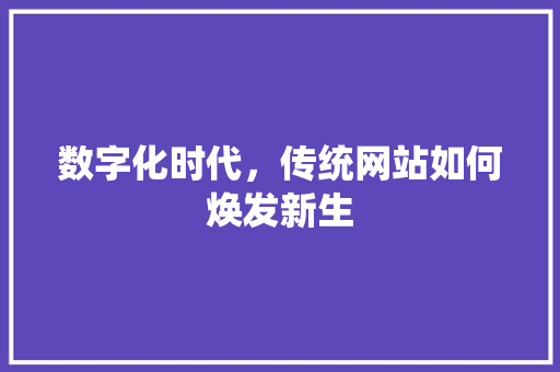 数字化时代，传统网站如何焕发新生