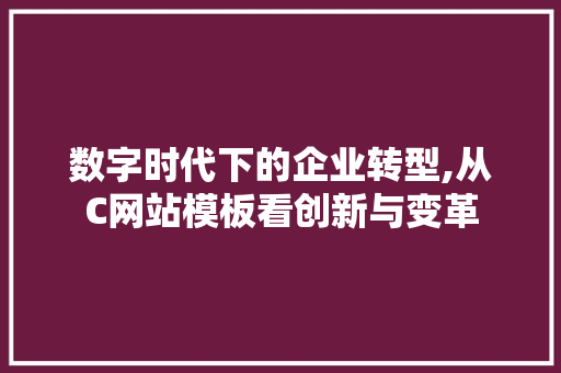 数字时代下的企业转型,从C网站模板看创新与变革