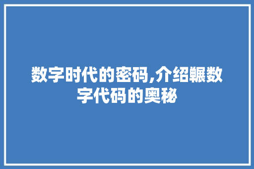 数字时代的密码,介绍冁数字代码的奥秘