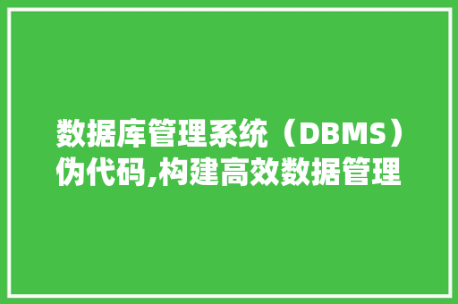 数据库管理系统（DBMS）伪代码,构建高效数据管理基石