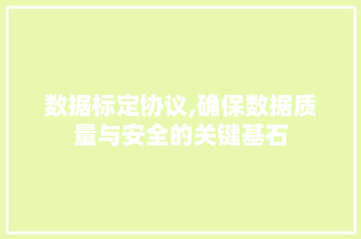 数据标定协议,确保数据质量与安全的关键基石