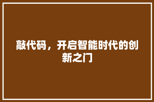 敲代码，开启智能时代的创新之门