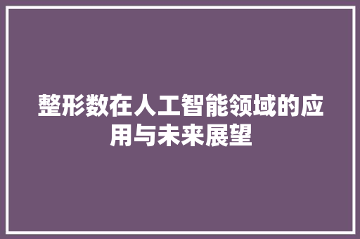 整形数在人工智能领域的应用与未来展望
