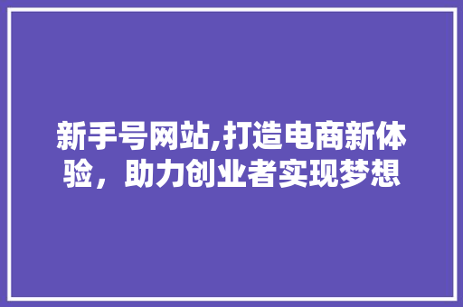 新手号网站,打造电商新体验，助力创业者实现梦想