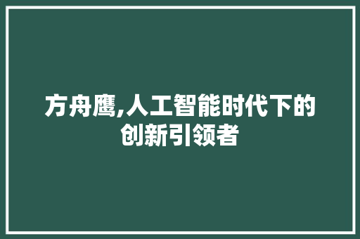 方舟鹰,人工智能时代下的创新引领者