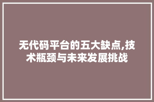 无代码平台的五大缺点,技术瓶颈与未来发展挑战