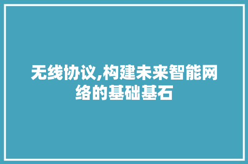 无线协议,构建未来智能网络的基础基石