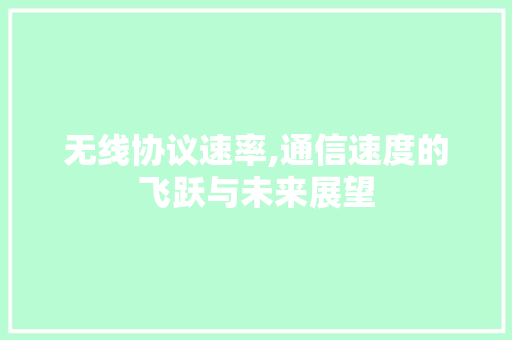 无线协议速率,通信速度的飞跃与未来展望