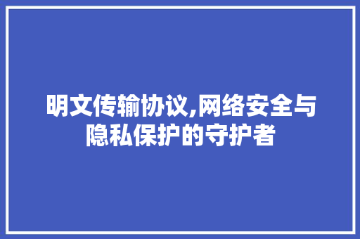 明文传输协议,网络安全与隐私保护的守护者
