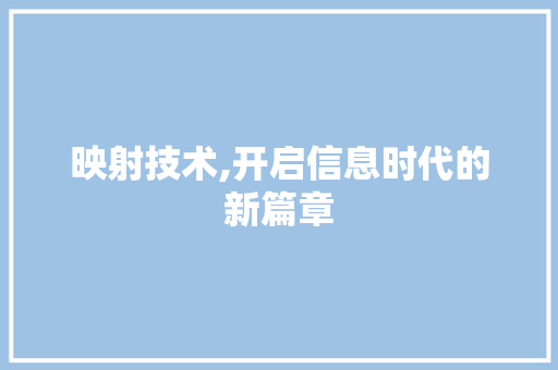 映射技术,开启信息时代的新篇章