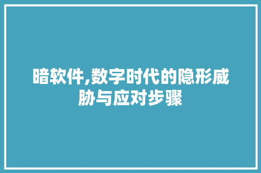 暗软件,数字时代的隐形威胁与应对步骤