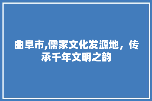 曲阜市,儒家文化发源地，传承千年文明之韵
