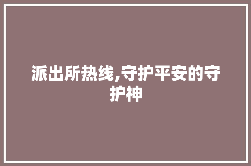派出所热线,守护平安的守护神