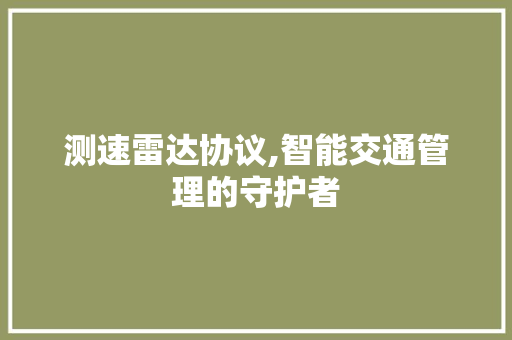 测速雷达协议,智能交通管理的守护者
