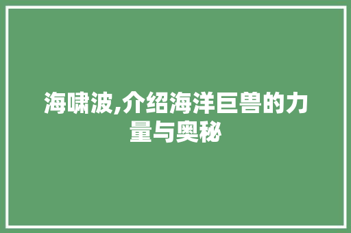 海啸波,介绍海洋巨兽的力量与奥秘
