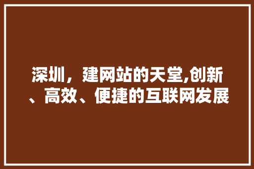 深圳，建网站的天堂,创新、高效、便捷的互联网发展之路