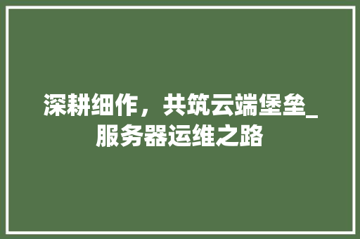 深耕细作，共筑云端堡垒_服务器运维之路