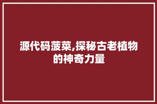 源代码菠菜,探秘古老植物的神奇力量