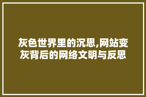 灰色世界里的沉思,网站变灰背后的网络文明与反思