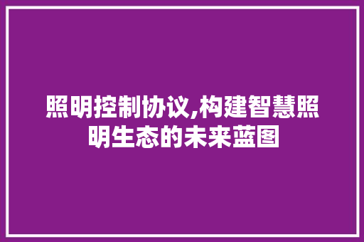 照明控制协议,构建智慧照明生态的未来蓝图
