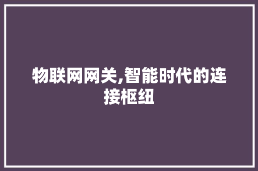 物联网网关,智能时代的连接枢纽