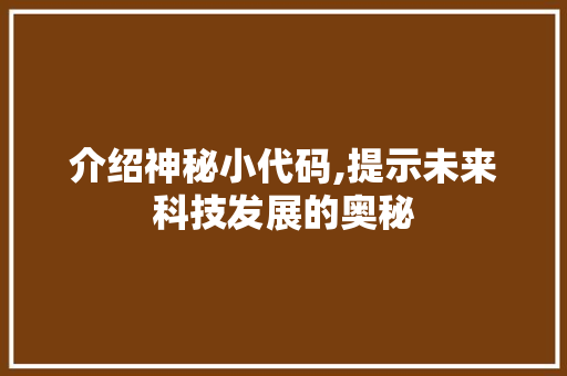 介绍神秘小代码,提示未来科技发展的奥秘