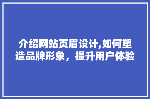 介绍网站页眉设计,如何塑造品牌形象，提升用户体验