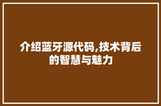 介绍蓝牙源代码,技术背后的智慧与魅力
