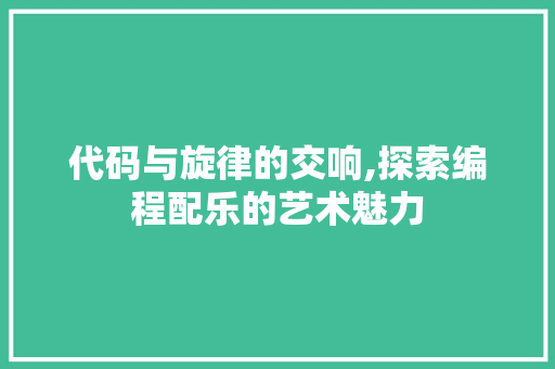 代码与旋律的交响,探索编程配乐的艺术魅力