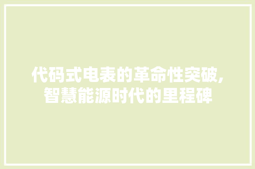 代码式电表的革命性突破,智慧能源时代的里程碑