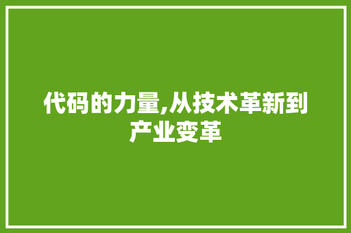 代码的力量,从技术革新到产业变革