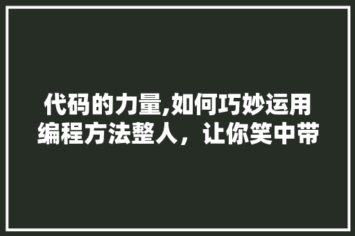 代码的力量,如何巧妙运用编程方法整人，让你笑中带泪