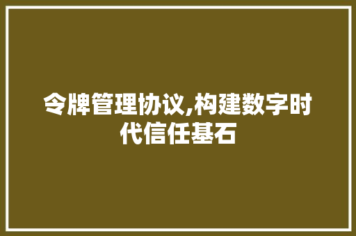 令牌管理协议,构建数字时代信任基石