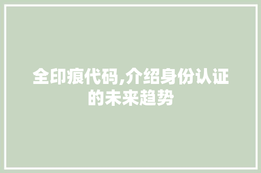 全印痕代码,介绍身份认证的未来趋势
