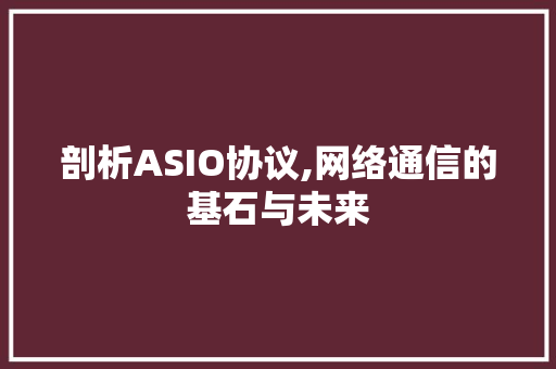剖析ASIO协议,网络通信的基石与未来
