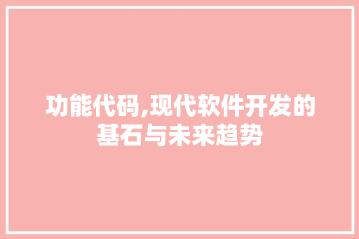 功能代码,现代软件开发的基石与未来趋势