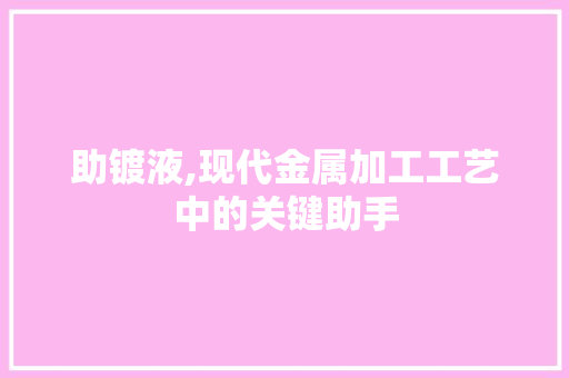 助镀液,现代金属加工工艺中的关键助手
