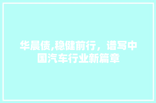 华晨债,稳健前行，谱写中国汽车行业新篇章 种植技巧