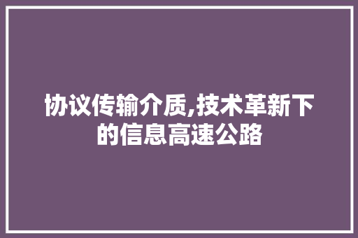 协议传输介质,技术革新下的信息高速公路