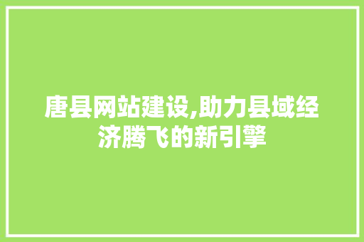 唐县网站建设,助力县域经济腾飞的新引擎