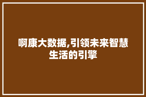 啊康大数据,引领未来智慧生活的引擎